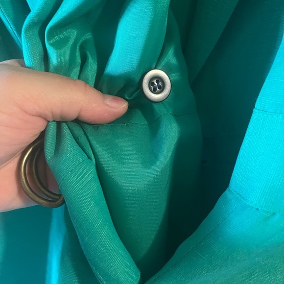 Donna Morgan Green Wrap Dress with Notched Collar in Spearmint Silk and Linen - Picture 6 of 10
